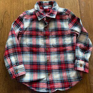 Baby Gap Kids Red Plaid Button Down Flannel Shirt 100% Cotton Size 4